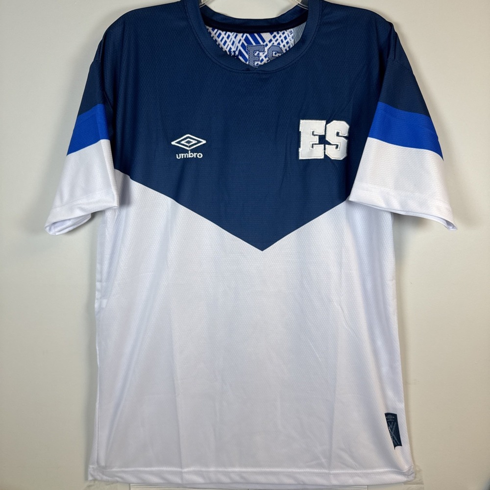 EL Salvador Men's Umbro Soccer Short Sleeve Home Training Jersey White  Blue XL